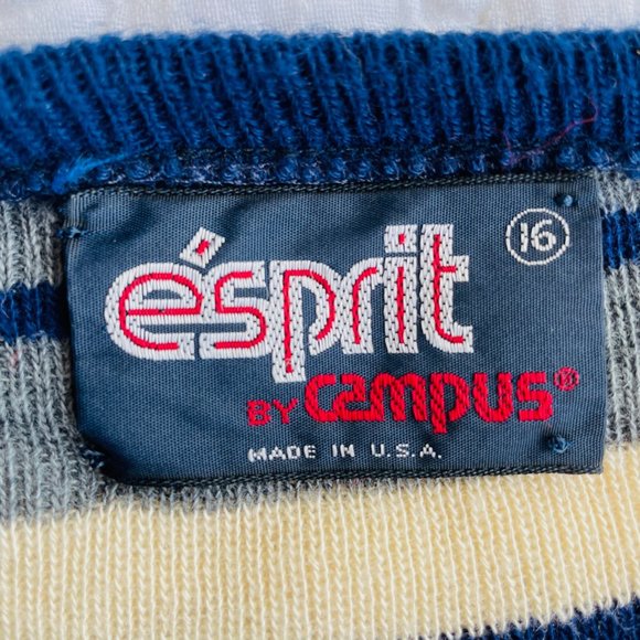 Vtg 1980s Esprit By Campus Multi Color Stripe Sweater Youth Sz 16 Preppy College - Picture 2 of 3